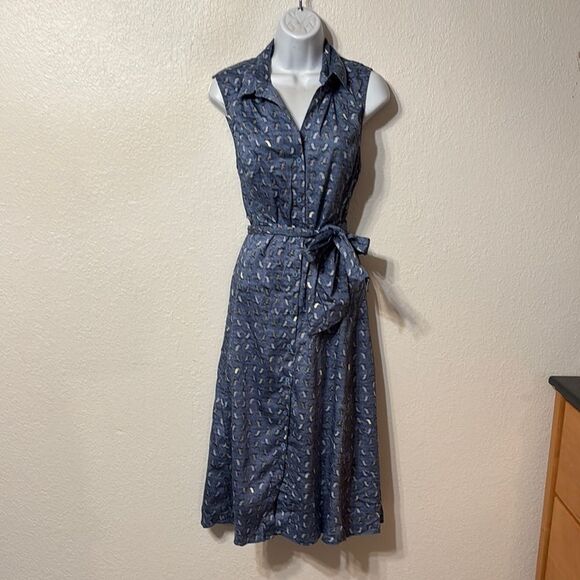 Nic+Zoe Beach Chair Tie Waist Midi Dress Large - Picture 1 of 7